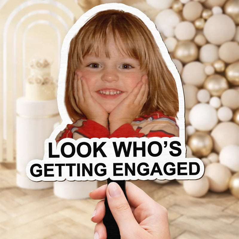 Gift For Husband,Gift For Wife,Gift For Boyfriend,Gift For Girlfriend,Gift For Couples,Love,Funny - Custom Photo Look Who's Getting Married - Personalized Handheld Fan