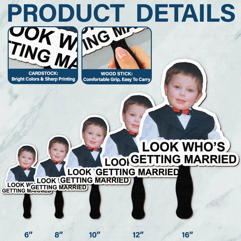 Gift For Husband,Gift For Wife,Gift For Boyfriend,Gift For Girlfriend,Gift For Couples,Love,Funny - Custom Photo Look Who's Getting Married - Personalized Handheld Fan