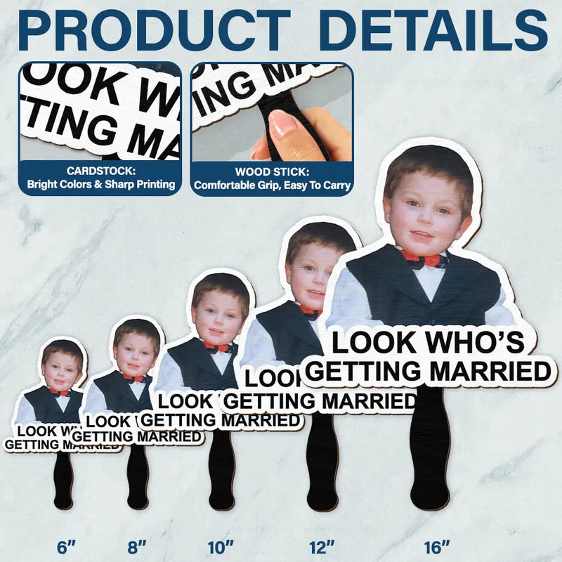 Gift For Husband,Gift For Wife,Gift For Boyfriend,Gift For Girlfriend,Gift For Couples,Love,Funny - Custom Photo Look Who's Getting Married - Personalized Handheld Fan