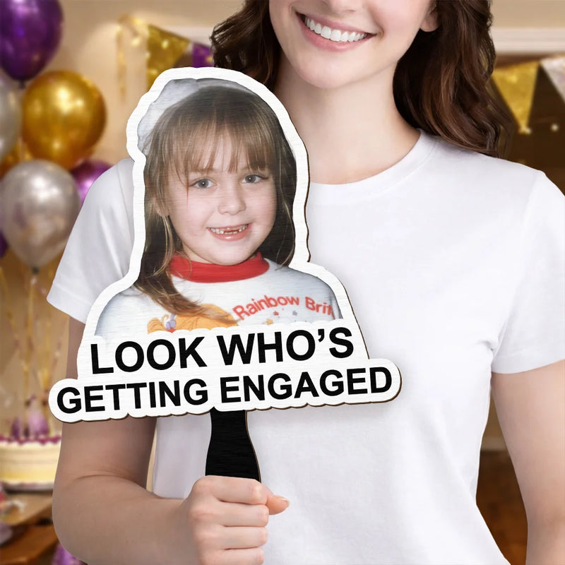 Gift For Husband,Gift For Wife,Gift For Boyfriend,Gift For Girlfriend,Gift For Couples,Love,Funny - Custom Photo Look Who's Getting Married - Personalized Handheld Fan