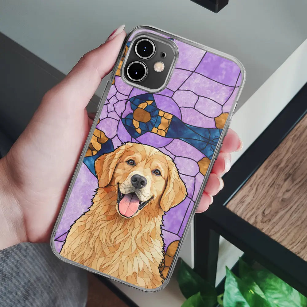 Gift For Wife,Gift For Mother,Gift For Grandma,Gift For Grandparents,Family,Love - Custom Photo Stained Glass Portrait Mom Grandma Parents Family - Personalized Clear Phone Case