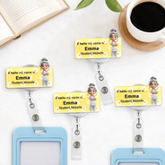 Nurse,Gift For Women,Gift For Men,Happy,Gift For Yourself,Vector - Daisy Pattern Nurse Hello My Name Is - Personalized Badge Reel