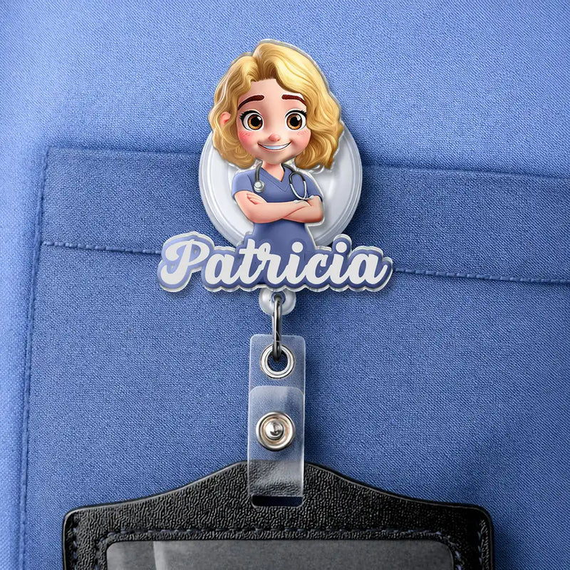 Nurse,Gift For Women,Gift For Men,Happy,Gift For Yourself- 3D Effect Nurse Name - Personalized Badge Reel