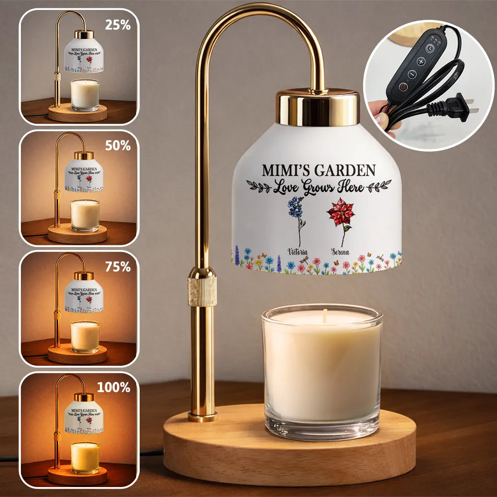Happy,Gift For Grandma,Love - In Grandma's Garden Love Grows Here - Personalized Candle Warmer Lamp