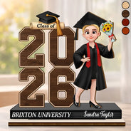 Graduation,Happy,Gift For Yourself,Gift For Women,Gift For Men,Gift For Daughter,Gift For Son,Gift For Bestie - Celebrate Graduation Milestone - Personalized Custom Shaped 2-Layered Wooden Plaque
