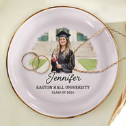 Graduation,Happy,Photo - Watercolor (with BG) - Custom Photo Watercolor Painting Congrats Graduation - Personalized Ring Dish