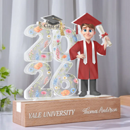 Graduation,Gift For Yourself,Gift For Women,Gift For Daughter,Gift For Bestie,Vector - Congrats Grad Senior Floral - Personalized Custom Shaped LED Light