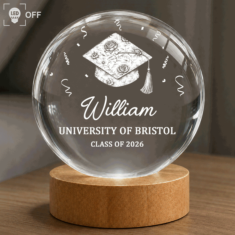 Graduation,Happy - Congrats Graduation - Personalized Crystal Globe Lamp