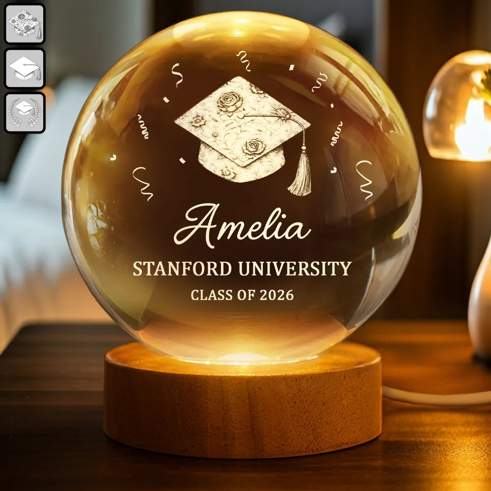 Congrats Graduation - Personalized Crystal Globe Lamp