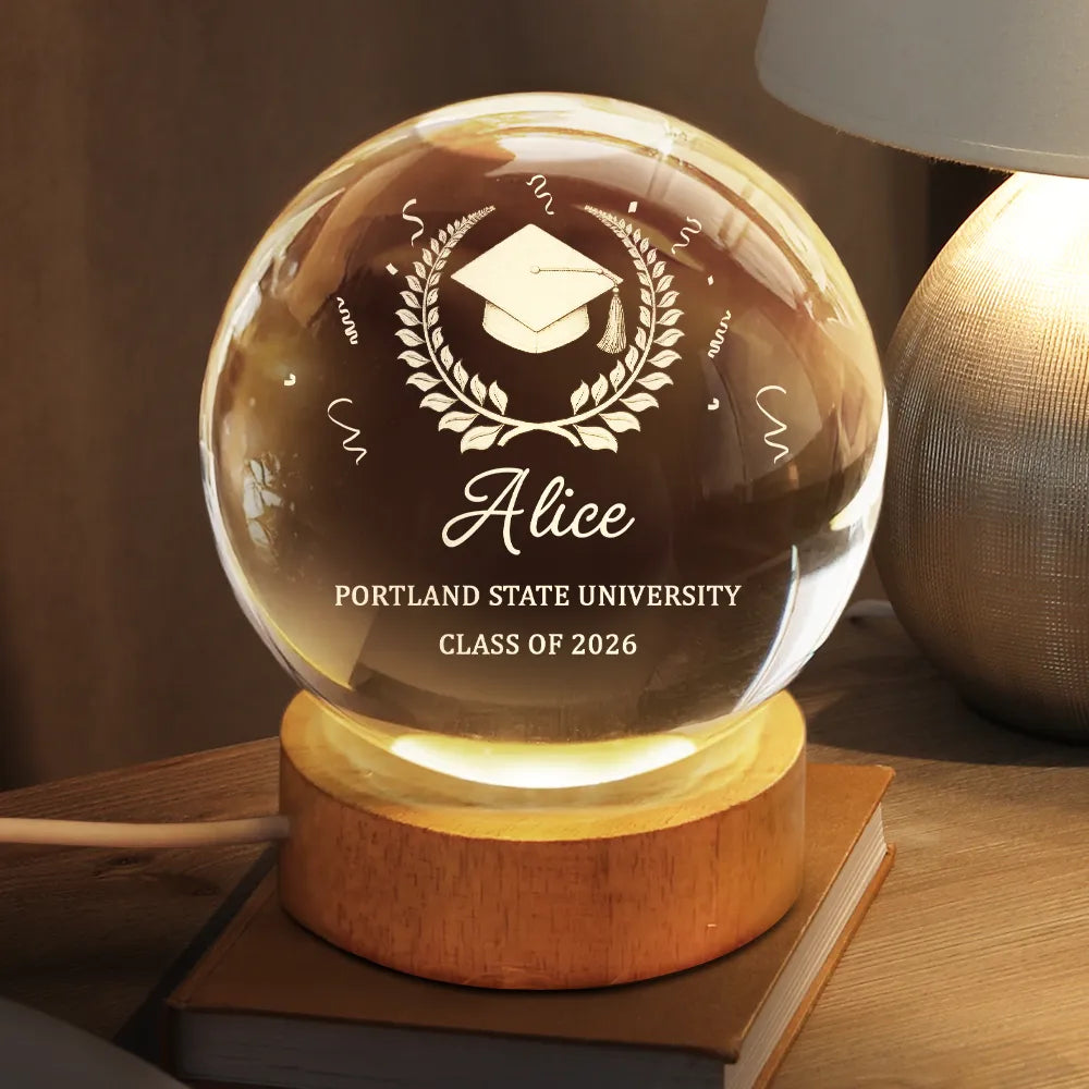 Graduation,Happy - Congrats Graduation - Personalized Crystal Globe Lamp