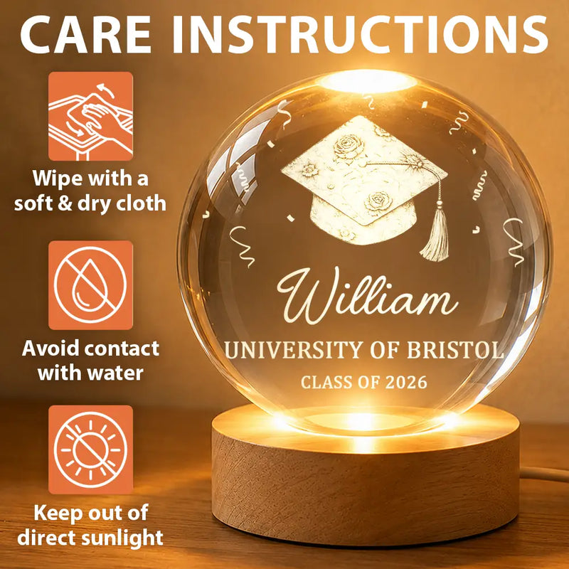 Graduation,Happy - Congrats Graduation - Personalized Crystal Globe Lamp