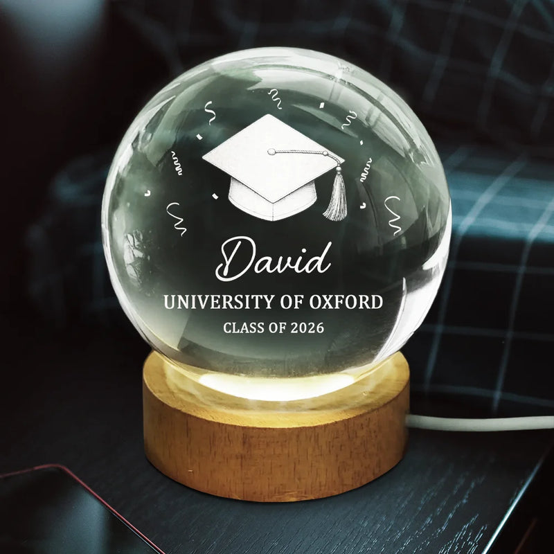 Graduation,Happy - Congrats Graduation - Personalized Crystal Globe Lamp