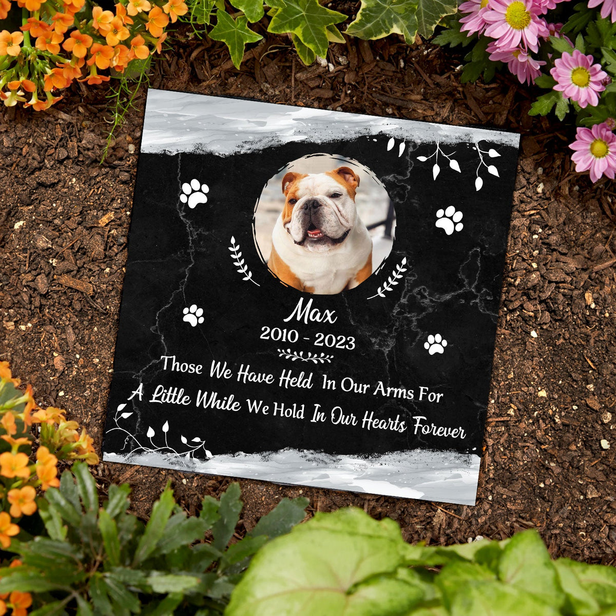 Custom Photo Forever In Our Heats - Pet Memorial Gift - Personalized Rectangle Memorial Garden Stone