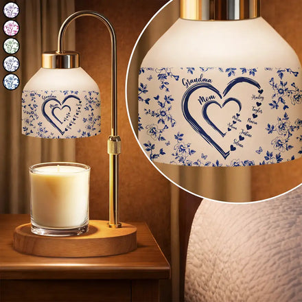Mom Grandma Sweethearts Toile Pattern - Personalized Candle Warmer Lamp
