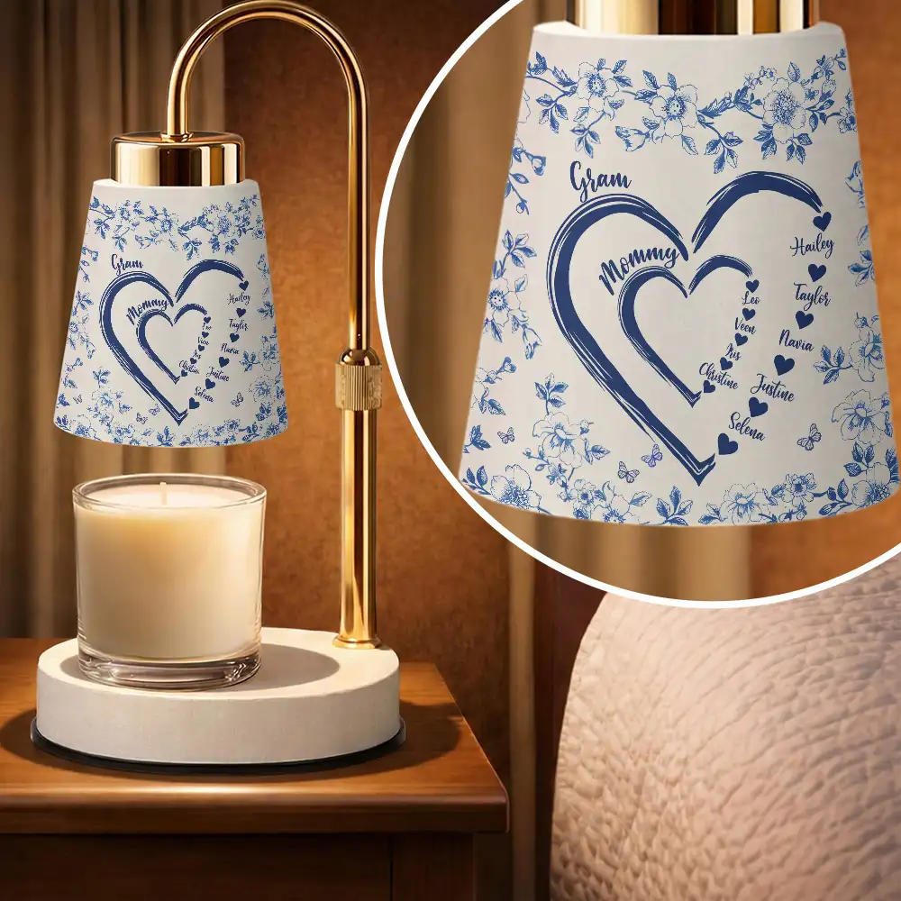 Gift For Grandma,Grandma - Grandkids,Happy - Mom Grandma Sweethearts Toile Pattern - Personalized Candle Warmer Lamp