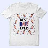 Gift For Mother,Gift For Grandma,Happy,Gift For Father,Gift For Grandpa,Independence Day,Non-Eng,Photo,Icon,Humorous - Custom Photo Stars & Stripes Best Dad Mom Grandpa Grandma Ever - Personalized T Shirt