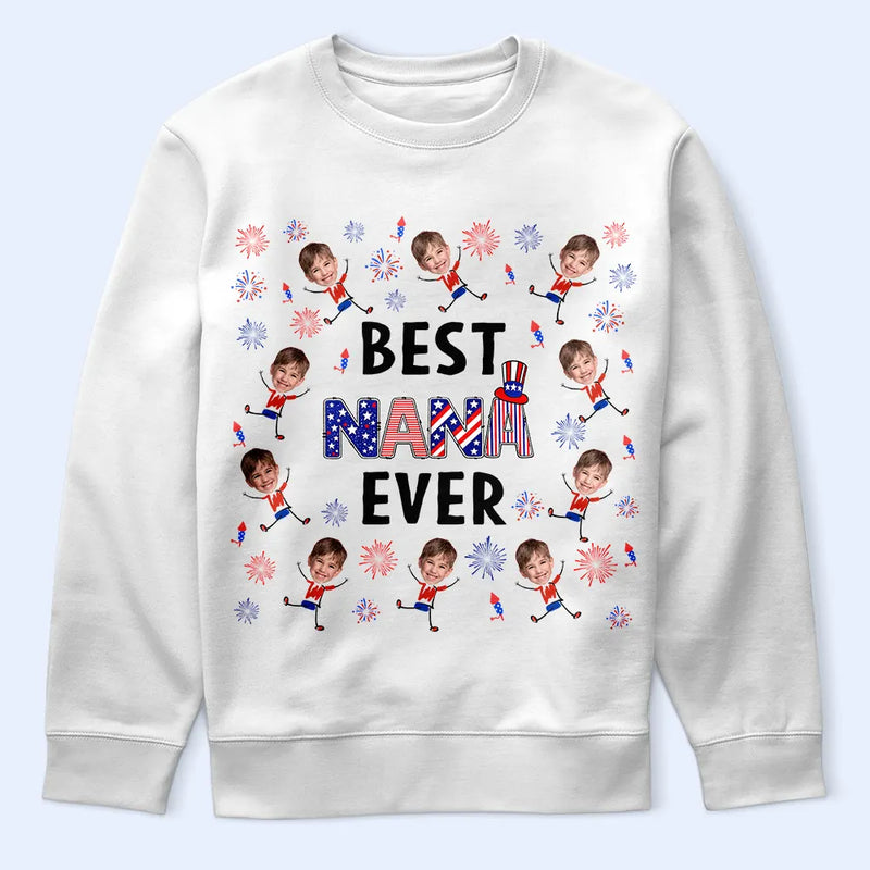 Gift For Mother,Gift For Grandma,Happy,Gift For Father,Gift For Grandpa,Independence Day,Non-Eng,Photo,Icon,Humorous - Custom Photo Stars & Stripes Best Dad Mom Grandpa Grandma Ever - Personalized T Shirt
