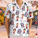 Gift For Mother,Gift For Grandma,Happy,Gift For Father,Gift For Grandpa,Summer,Independence Day,Non-Eng,Photo,Icon,Humorous - Custom Photo Stars & Stripes Best Dad Mom Grandpa Grandma Ever - Personalized Hawaiian Shirt