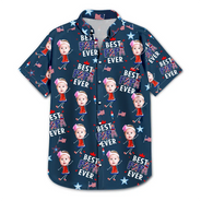 Gift For Mother,Gift For Grandma,Happy,Gift For Father,Gift For Grandpa,Summer,Independence Day,Non-Eng,Photo,Icon,Humorous - Custom Photo Stars & Stripes Best Dad Mom Grandpa Grandma Ever - Personalized Hawaiian Shirt