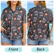 Gift For Mother,Gift For Grandma,Happy,Gift For Father,Gift For Grandpa,Summer,Independence Day,Non-Eng,Photo,Icon,Humorous - Custom Photo Stars & Stripes Best Dad Mom Grandpa Grandma Ever - Personalized Hawaiian Shirt