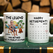 Retirement,Gift For Yourself,Summer,Beach,Funny - Calendar The Legend Has Retired 3D - Personalized Mug