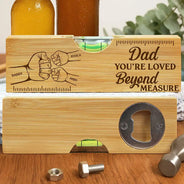 Dad - Children,Gift For Father,Gift For Grandpa,Happy,Icon,Humorous - Dad You're On Another Level Hand Punch - Personalized Bottle Opener Wood Level