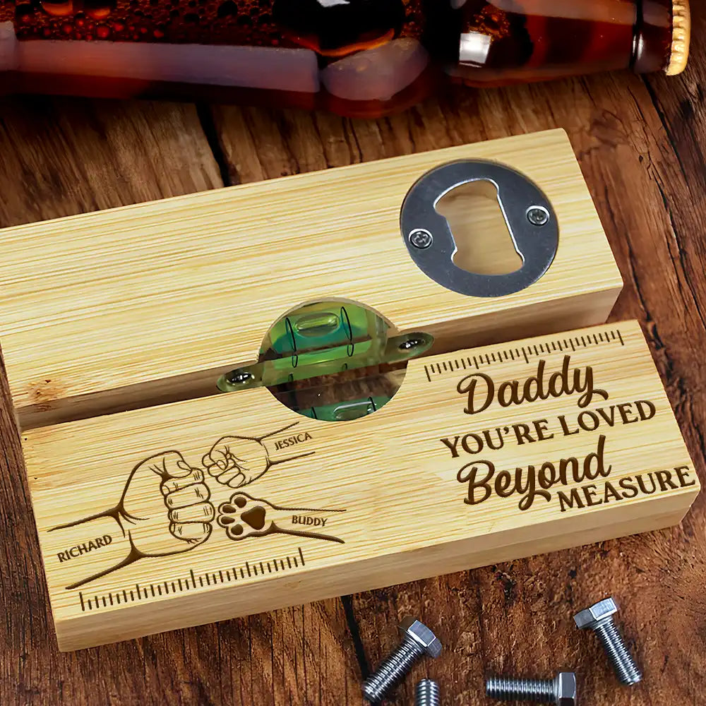 Dad - Children,Gift For Father,Gift For Grandpa,Happy,Icon,Humorous - Dad You're On Another Level Hand Punch - Personalized Bottle Opener Wood Level