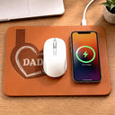Gift For Father,Gift For Grandpa,Grandpa - Grandkids,Non-Eng,Icon,Proud - Grandpa Dad Kids Handprints - Personalized Leather Charging Mat
