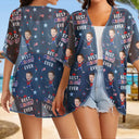 Gift For Mother,Gift For Grandma,Happy,Summer,Independence Day,Photo,Icon,Humorous - Custom Photo Stars & Stripes Best Mom Grandma Ever - Personalized Women Kimono Cardigan