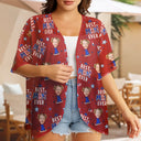 Gift For Mother,Gift For Grandma,Happy,Summer,Independence Day,Photo,Icon,Humorous - Custom Photo Stars & Stripes Best Mom Grandma Ever - Personalized Women Kimono Cardigan