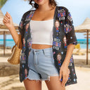 Gift For Mother,Gift For Grandma,Happy,Summer,Independence Day,Photo,Icon,Humorous - Custom Photo Stars & Stripes Best Mom Grandma Ever - Personalized Women Kimono Cardigan