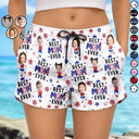 Gift For Mother,Gift For Grandma,Happy,Gift For Father,Gift For Grandpa,Summer,Independence Day,Photo,Icon,Humorous - Custom Photo Stars & Stripes Best Dad Mom Grandpa Grandma Ever - Personalized Unisex Beach Shorts