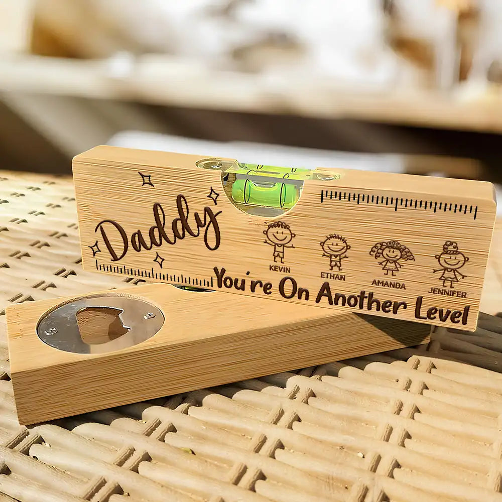 Dad - Children,Gift For Father,Gift For Grandpa,Happy,Icon - If Dad Can't Fix It We're All Screwed - Personalized Bottle Opener Wood Level