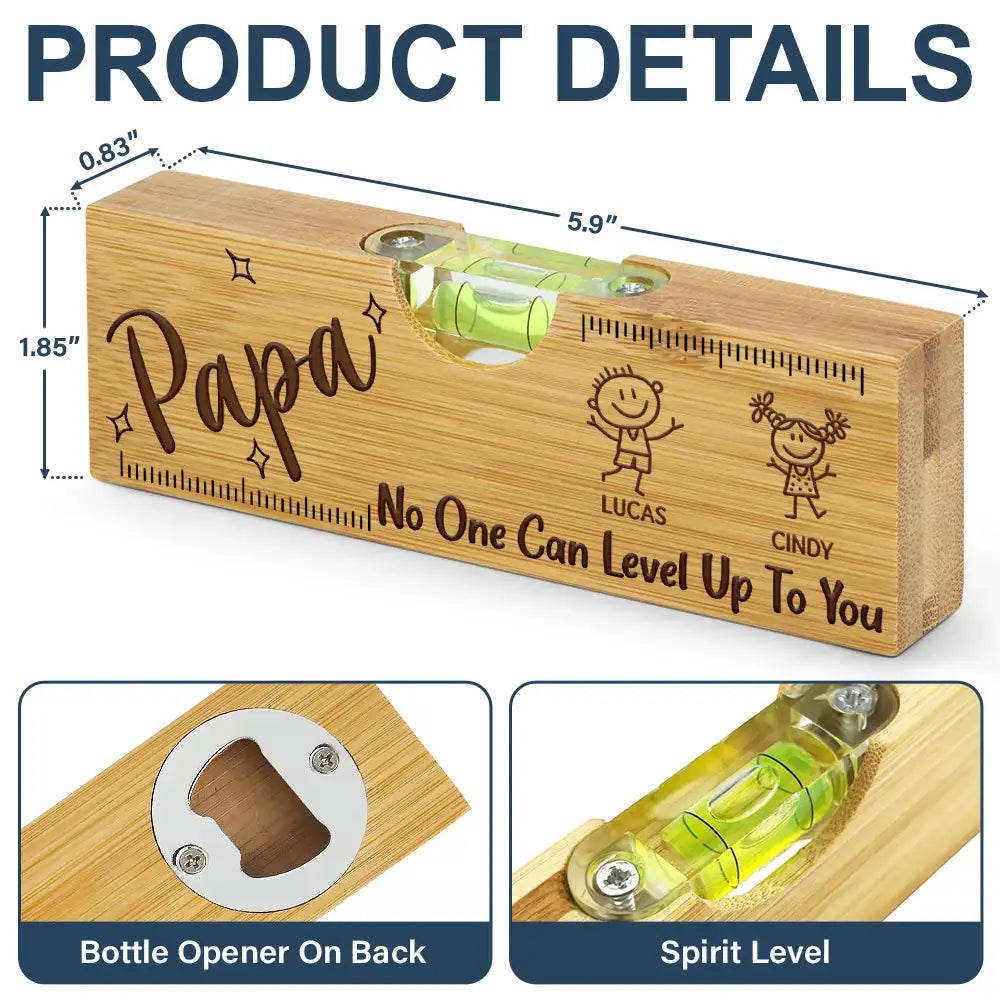 Dad - Children,Gift For Father,Gift For Grandpa,Happy,Icon - If Dad Can't Fix It We're All Screwed - Personalized Bottle Opener Wood Level