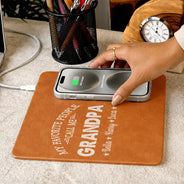 Gift For Father,Gift For Grandpa,Grandpa - Grandkids,Special Font,Proud - My Favorite People Call Me - Personalized Leather Charging Mat