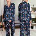 Gift For Mother,Gift For Grandma,Happy,Gift For Father,Gift For Grandpa,Independence Day,Photo,Icon,Humorous - Custom Photo Stars & Stripes Best Dad Mom Grandpa Grandma Ever - Personalized Long Pajamas Set