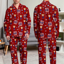 Gift For Mother,Gift For Grandma,Happy,Gift For Father,Gift For Grandpa,Independence Day,Photo,Icon,Humorous - Custom Photo Stars & Stripes Best Dad Mom Grandpa Grandma Ever - Personalized Long Pajamas Set
