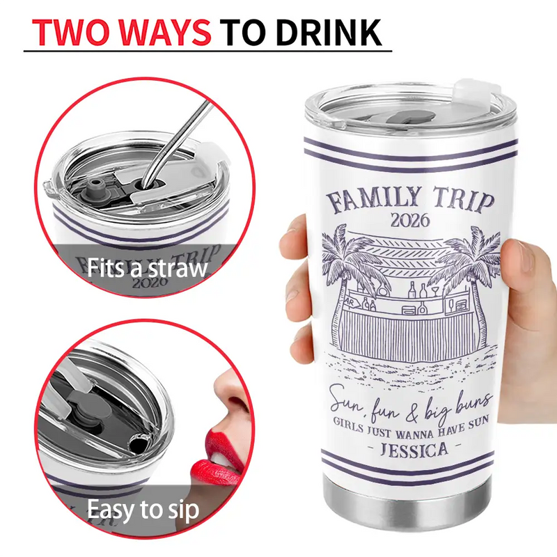 Gift For Bestie,Family,Summer,Happy,Top Market,Humorous - Girls Trip A Lot Of Laughter & Memories - Personalized Tumbler