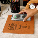 Gift For Father,Gift For Grandpa,Grandpa - Grandkids,Icon,Playful - This Grandpa Belongs To Kid Stick Figure - Personalized Leather Charging Mat
