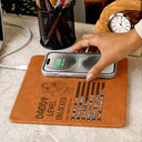 Gift For Father,Gift For Grandpa,Grandpa - Grandkids,Non-Eng,Photo - Pencil Sketch (Bold),Humorous - Custom Photo Bold Sketch Gaming Dad Level Unlocked - Personalized Leather Charging Mat