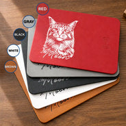 Custom Photo,Family,Pet Lovers,Pet Mom,Pet Dad,Non-Eng,Photo - Pencil Sketch (Bold),Playful - Custom Photo Bold Sketch Pet Portrait Pet Lovers - Personalized Leather Charging Mat