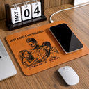 Custom Photo,Gift For Father,Dad - Daughters (Adult),Non-Eng,Photo - Pencil Sketch (Bold),Proud - Custom Photo Bold Sketch Just A Dad And His Girl - Personalized Leather Charging Mat