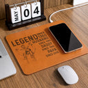 Custom Photo,Gift For Father,Gift For Grandpa,Non-Eng,Photo - Pencil Sketch,Proud - Custom Photo Pencil Sketch Legend Husband Daddy Since - Personalized Leather Charging Mat