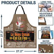 Gift For Husband,Gift For Boyfriend,Gift For Yourself,Gift For Men,Gift For Grandpa,Grandpa's Hobby,Gift For Father,Dad's Hobby,Grilling,French,Non-Eng,Photo,Icon,Playful - Photo Personnalisable Le Beau Gosse Est En Feu Barbecue - Tablier Personnalisé