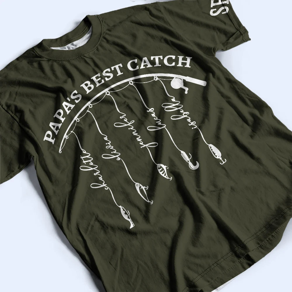 Gift For Father,Gift For Grandpa,Fishing,Non-Eng,Icon,Proud - Hooked On Grandpa - Personalized Full Print T Shirt
