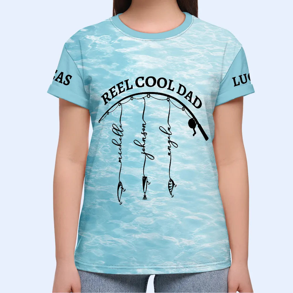 Gift For Father,Gift For Grandpa,Fishing,Non-Eng,Icon,Proud - Hooked On Grandpa - Personalized Full Print T Shirt