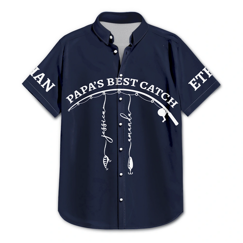 Gift For Father,Fishing,Summer,Proud,Icon - Reel Cool Dad Grandpa - Personalized Hawaiian Shirt