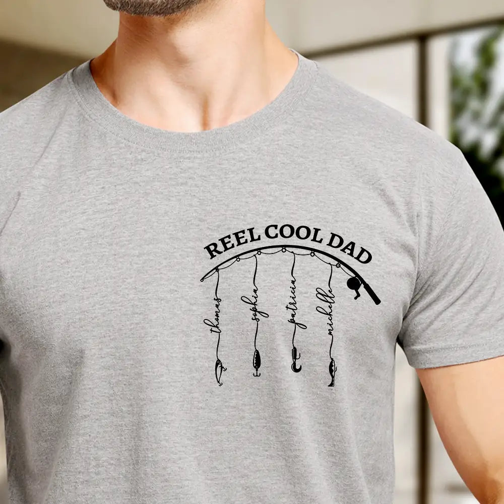 Gift For Father,Gift For Grandpa,Fishing,Non-Eng,Icon,Proud - Reel Cool Dad Grandpa - Personalized T Shirt