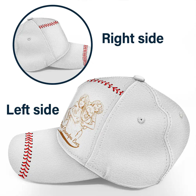 Baseball,Custom Photo,Art Design,Gift For Father,Sport Dad,Proud,Photo - Pencil Sketch - Bold - Custom Photo Bold Sketch Baseball Best Dad Grandpa Ever - Personalized Classic Cap