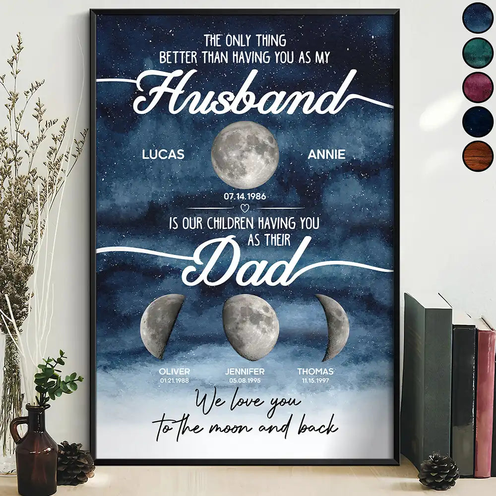 Gift For Father,Top Market,Proud,Moon Phase - Moon Phase We Love You To The Moon And Back Dad - Personalized Poster